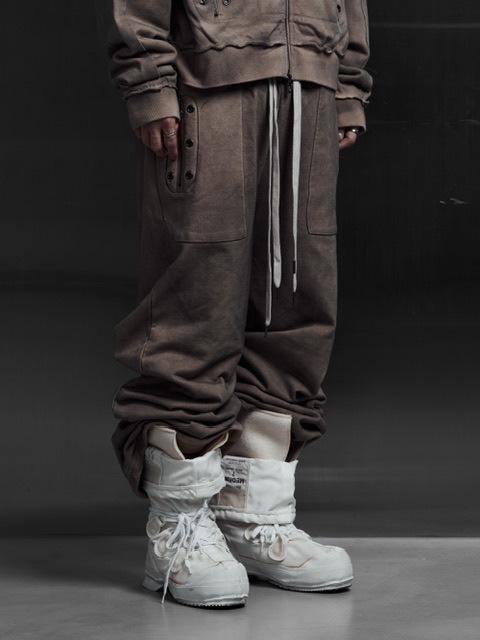 【Rosen Kreuz】EYELET EDGE Set-Up LAYERED SWEAT PANTS