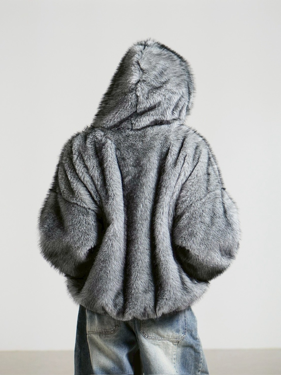 受注制【Chikashitsu +】oversized hooded fur blouson / 【チカシツプラス】オーバーサイズフーデッドファーブルゾン (4color)