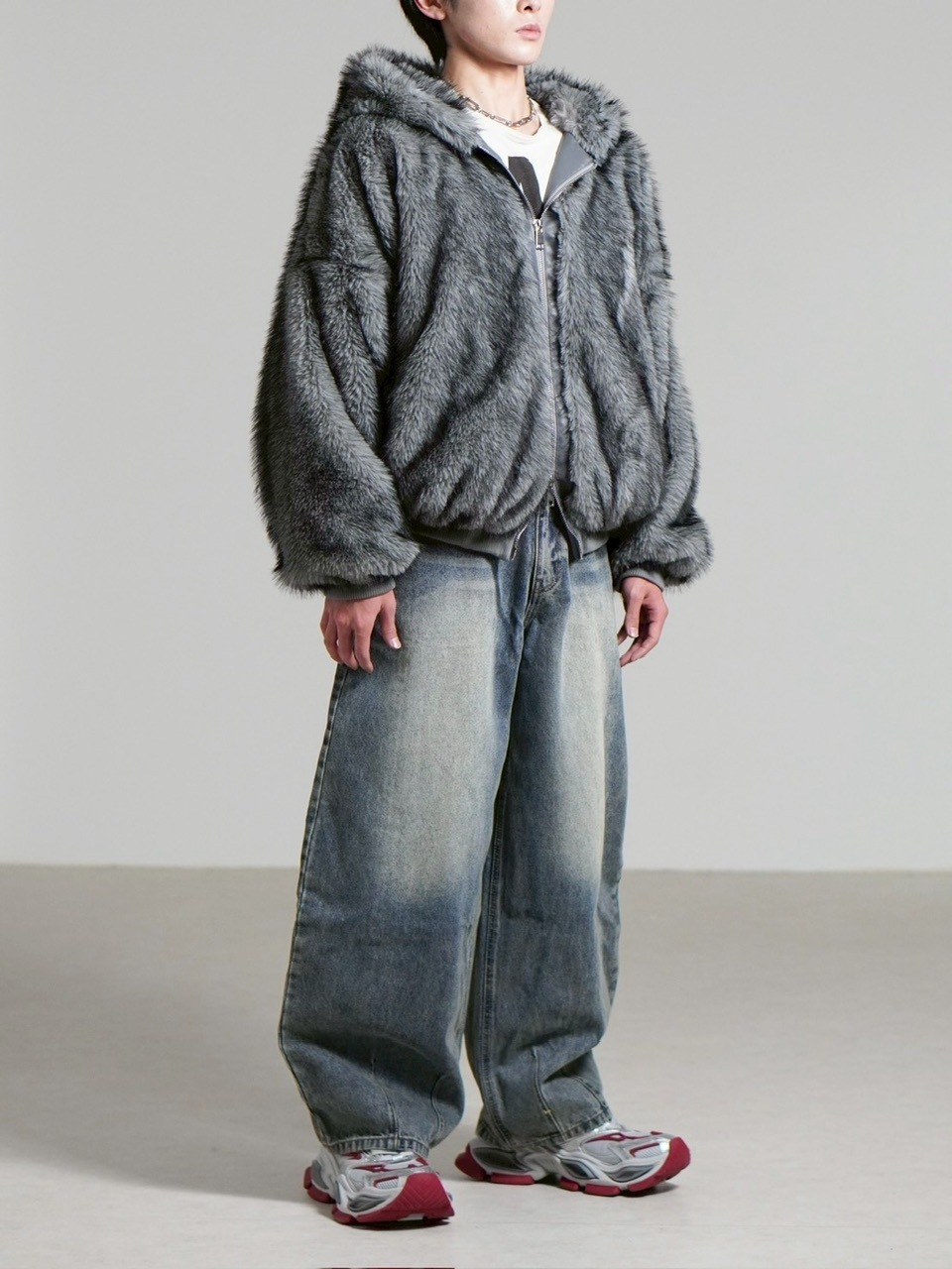 受注制【Chikashitsu +】oversized hooded fur blouson / 【チカシツプラス】オーバーサイズフーデッドファーブルゾン (4color)