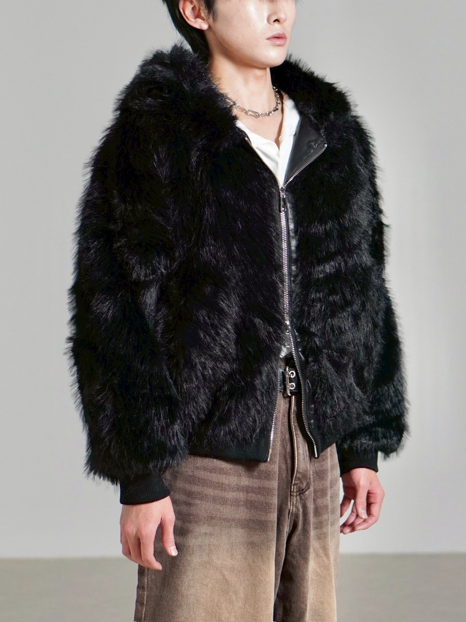 受注制【Chikashitsu +】oversized hooded fur blouson / 【チカシツプラス】オーバーサイズフーデッドファーブルゾン (4color)