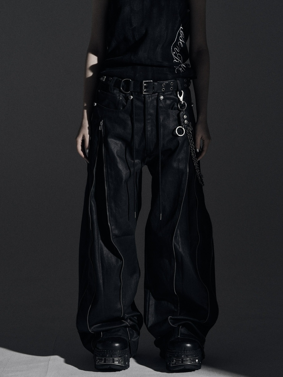 Rosen Kreuz】side zip belt flare pants | OUR BRAND,Rosen