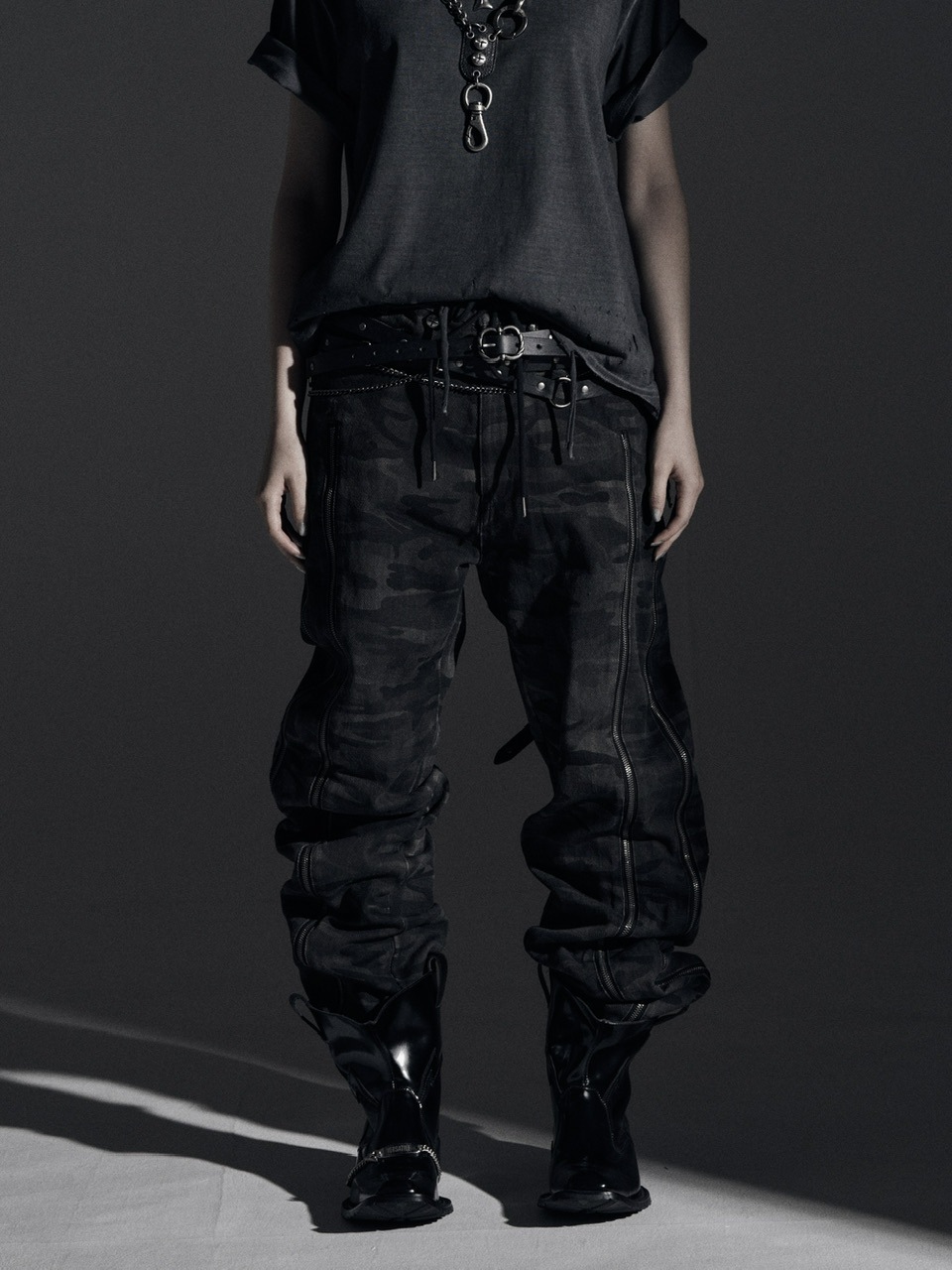 Rosen Kreuz】ZIP WIDE BAGGY PANTS | OUR BRAND,Rosen Kreuz