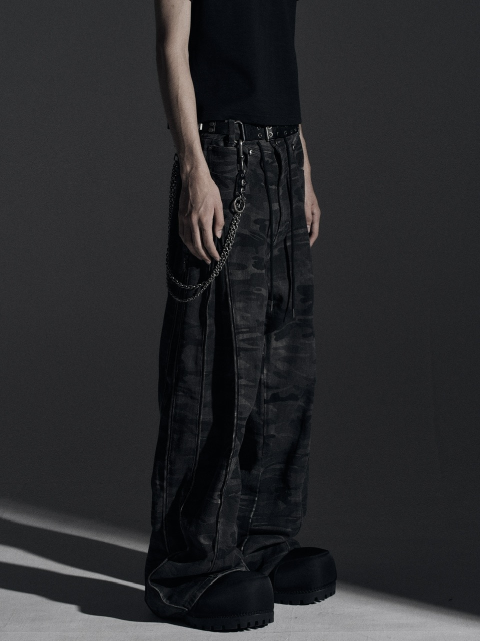 ROSEN KREUZ ブラックワイドパンツ サイズ3 Rosen Kreuz】double sack press wide pants | OUR BRAND,Rosen