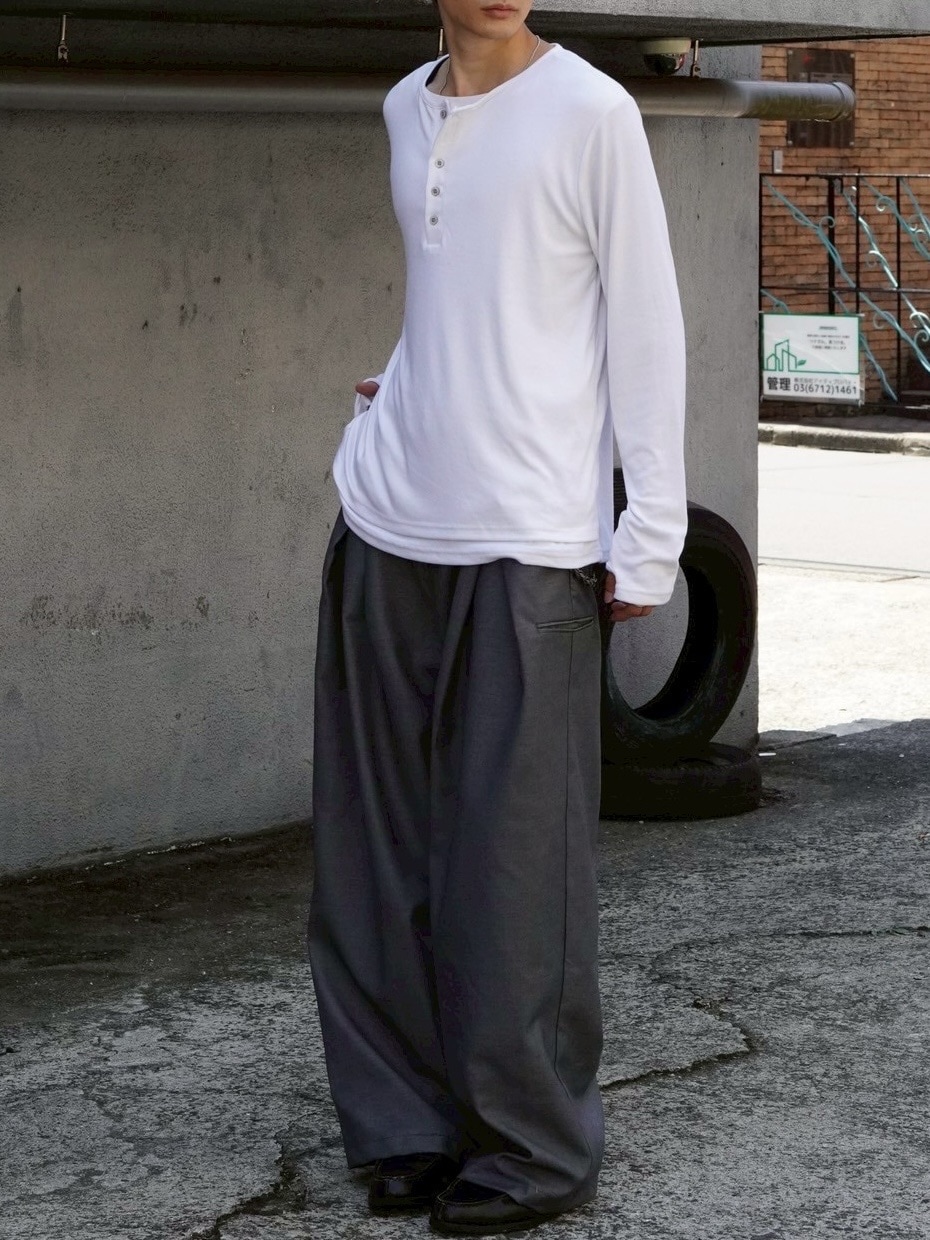 大阪店WEB限定【Chikashitsu +】layered henry neck long sleeve