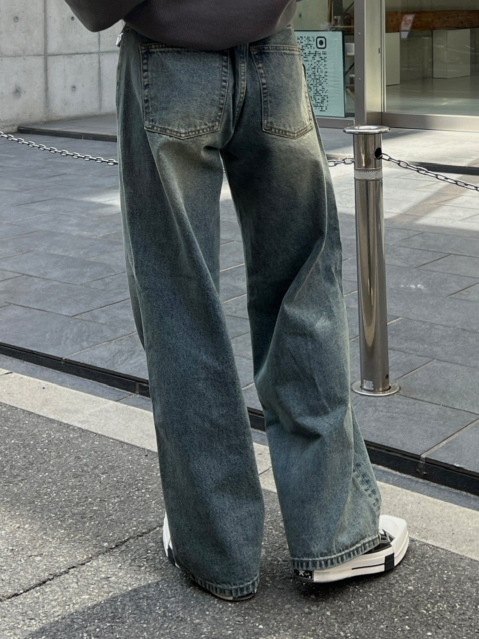 大阪店WEB限定受注制【Chikashitsu +】vintage color wash wide denim pants (3color)