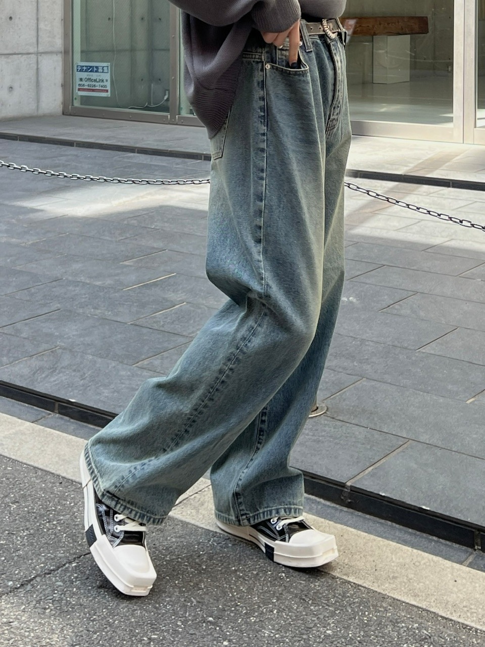 WEB限定受注制【Chikashitsu +】vintage color wash wide denim pants (3color)