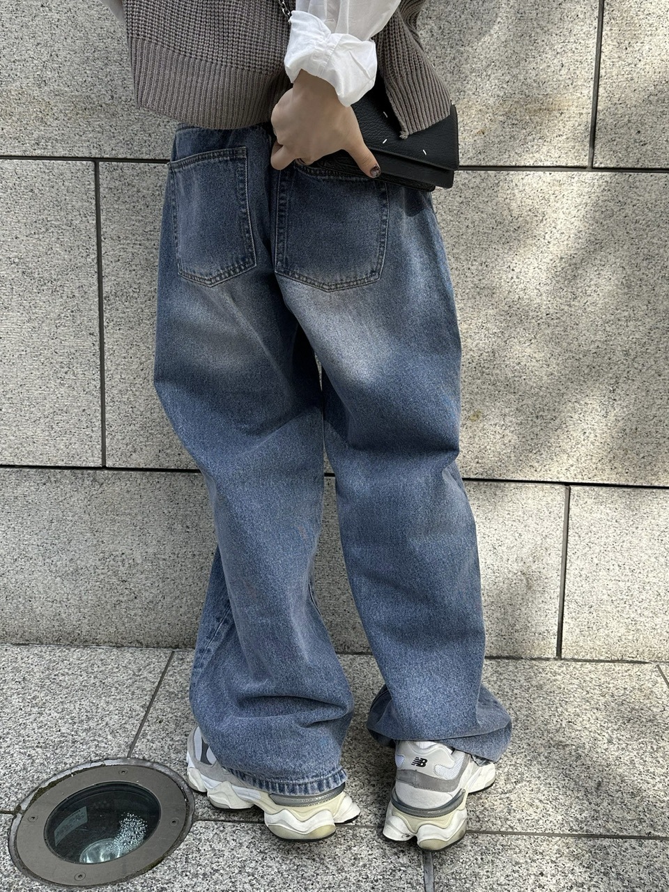 パンツ crack wash wide denim pants 大阪店WEB限定受注制【Chikashitsu +】crack wash wide denim