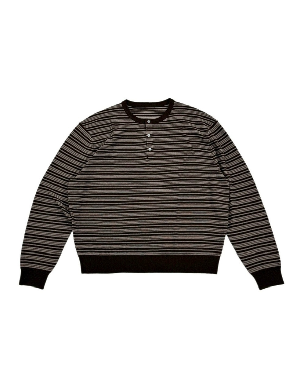 トップス man knit border 受注制【Chikashitsu +】cropped henry neck border knit