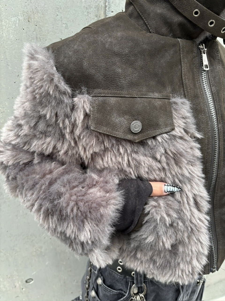 【Never mind the XU】suede fur jacket (2color)