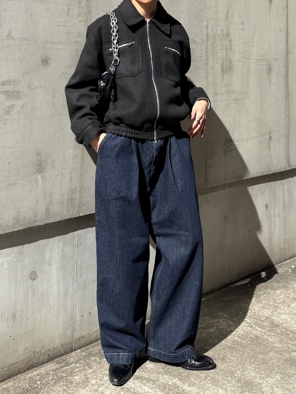 東京店WEB限定受注制【Chikashitsu +】Loose fit one tuck denim pants