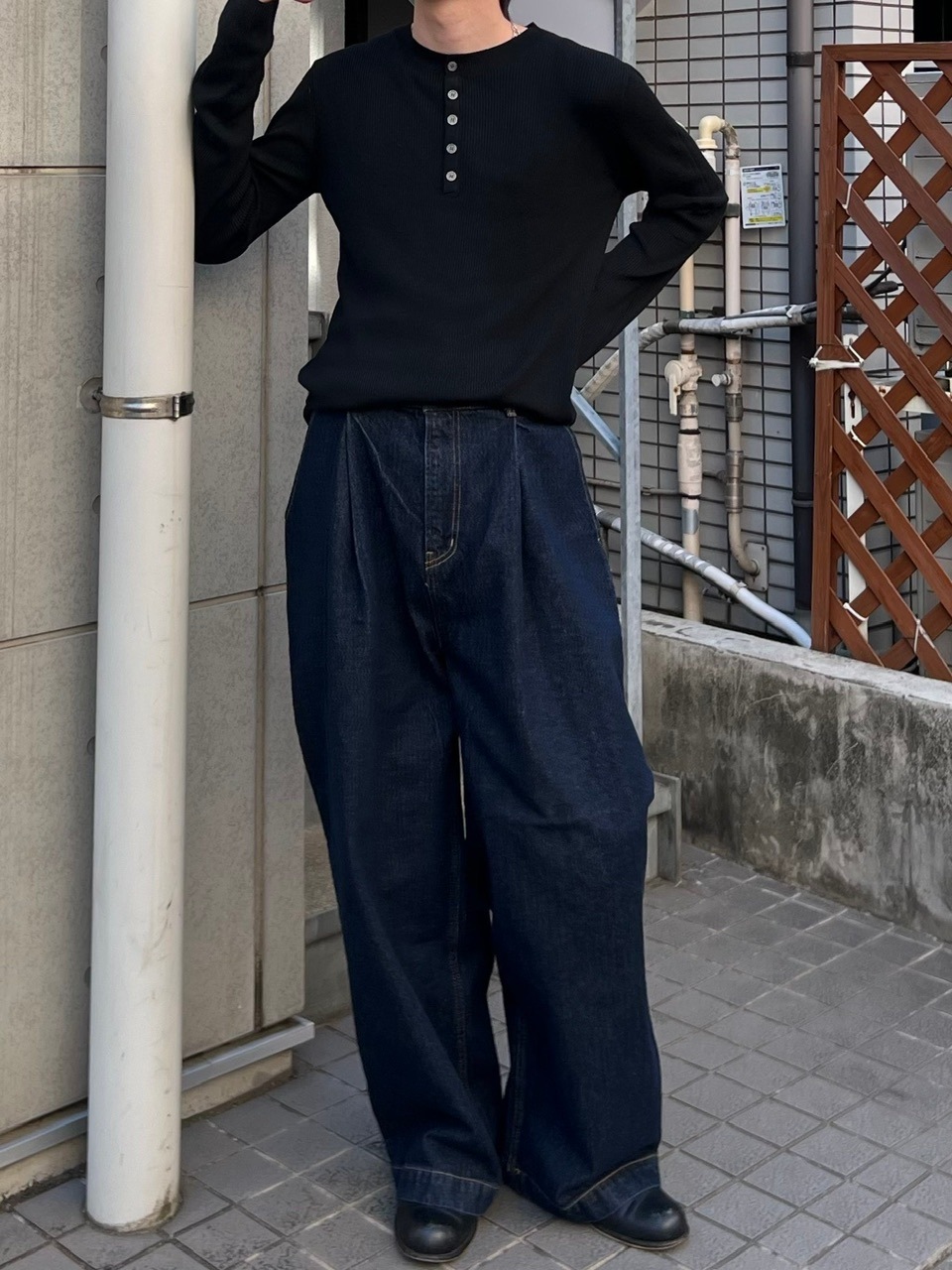 goat essence tuck wide pants gray GOAT ESSENCE TUCK WIDE PANTS