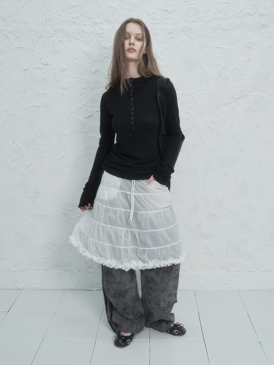 ★ SETUP-EXE★ FRILL CANCAN SKIRT WHITE 25SPRING029EXE SETUP‐EXE】FRILL CANCAN SKIRT | OUR BRAND,SETUP-EXE