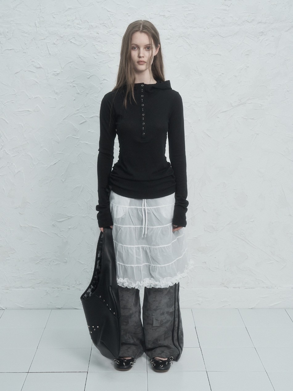 スカート SETUP-EXE FRILL CANCAN SKIRT BLACK 25SPRING028EXE SETUP‐EXE】FRILL CANCAN SKIRT | OUR BRAND,SETUP-EXE