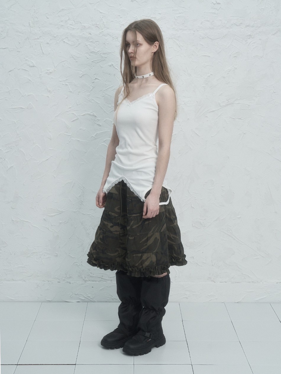 ★ SETUP-EXE★ FRILL CANCAN SKIRT CAMO 25SPRING030EXE SETUP‐EXE】FRILL CANCAN SKIRT | OUR BRAND,SETUP-EXE