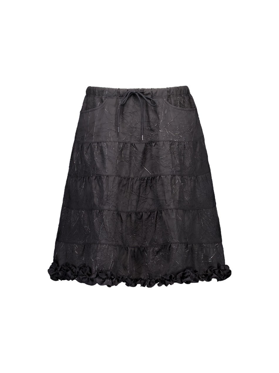 スカート SETUP-EXE FRILL CANCAN SKIRT BLACK 25SPRING028EXE SETUP‐EXE】FRILL CANCAN SKIRT | OUR BRAND,SETUP-EXE