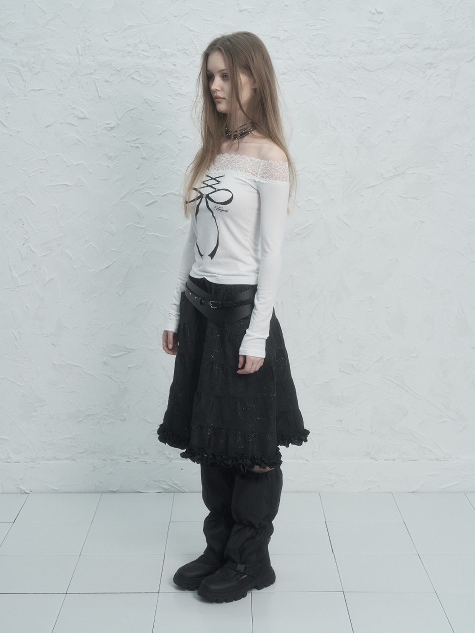 ★ SETUP-EXE★ FRILL CANCAN SKIRT WHITE 25SPRING029EXE SETUP‐EXE】FRILL CANCAN SKIRT | OUR BRAND,SETUP-EXE