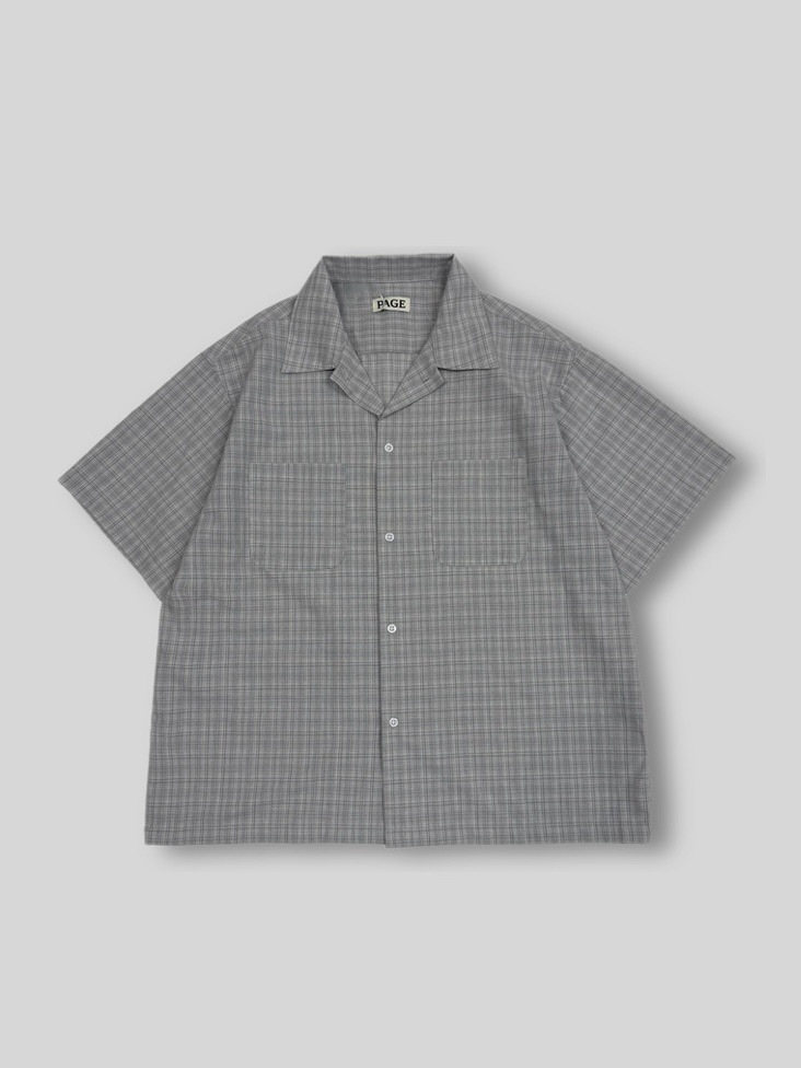 東京店WEB限定受注制【Chikashitsu +】Open collar check shirt