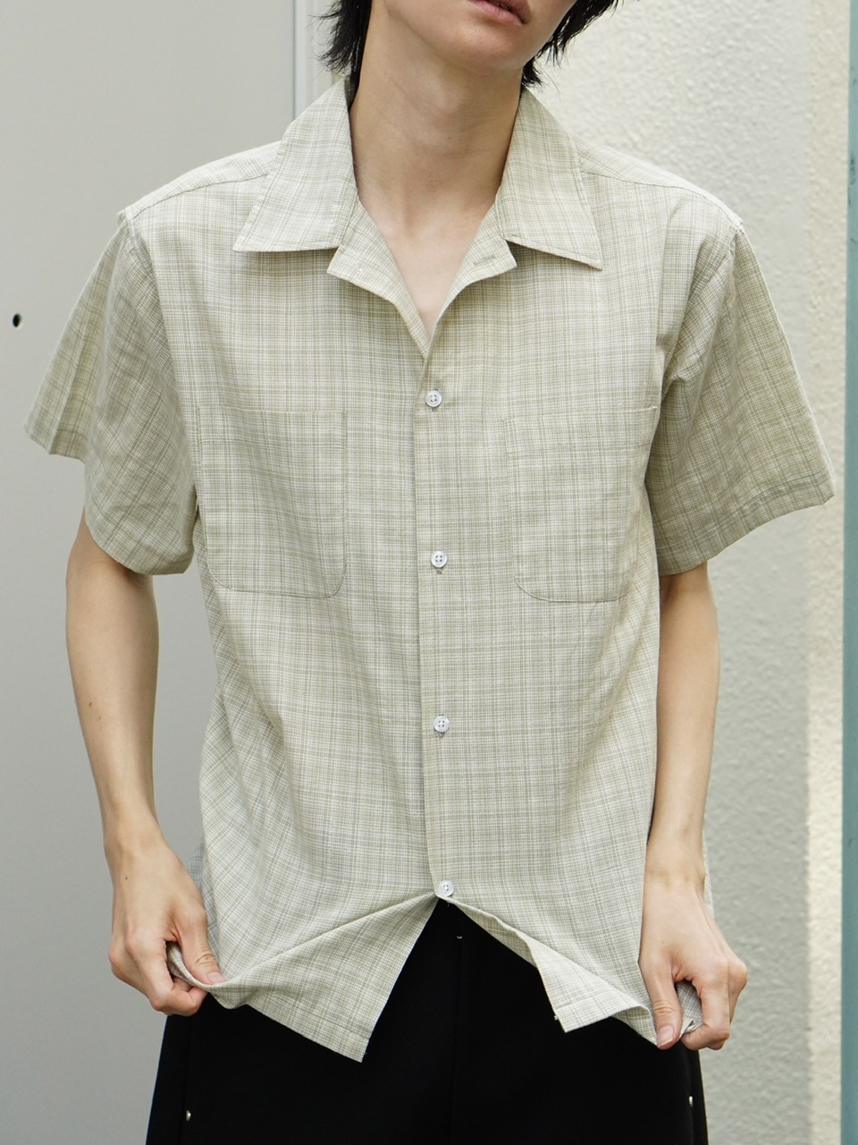 27.chiisan様 東京店WEB限定受注制【Chikashitsu +】Open collar check shirt