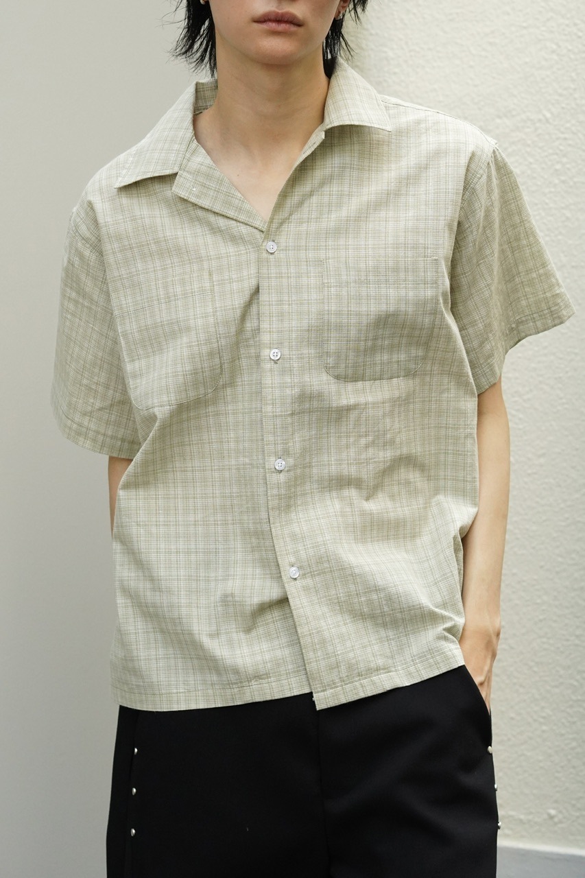 東京店WEB限定受注制【Chikashitsu +】Open collar check shirt