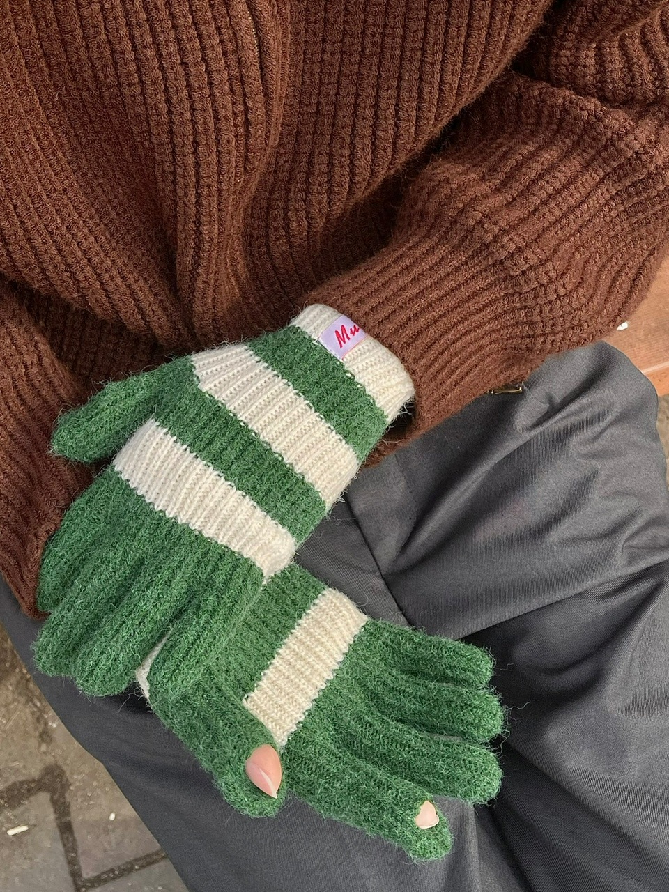 受注制【Chikashitsu +】border hand warmer (2color)