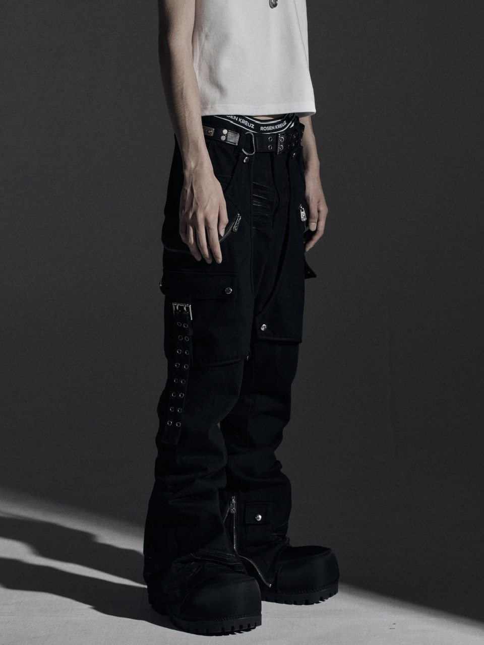 パンツ Rosen Kreuz SIDEBELT DOCKING FLARE PANTS Rosen Kreuz】SIDE BELT DOCKING FLARE PANTS | OUR BRAND,Rosen
