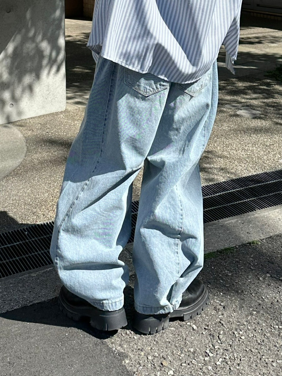 受注制【Chikashitsu +】snap button denim pants (2color