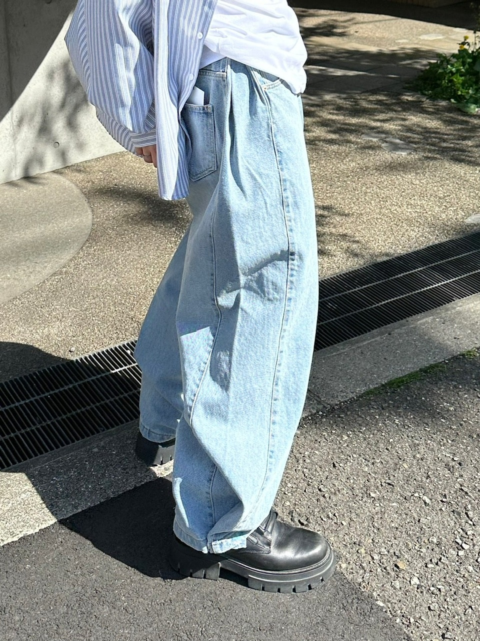 受注制【Chikashitsu +】snap button denim pants (2color)