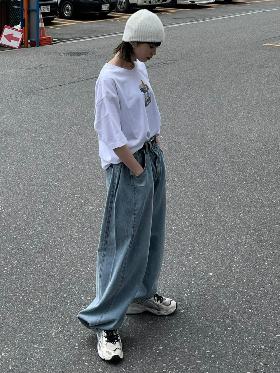 【Chikashitsu +】snap button denim pants (2color)