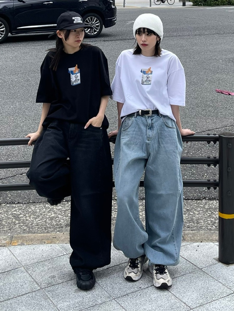 【Chikashitsu +】snap button denim pants (2color)