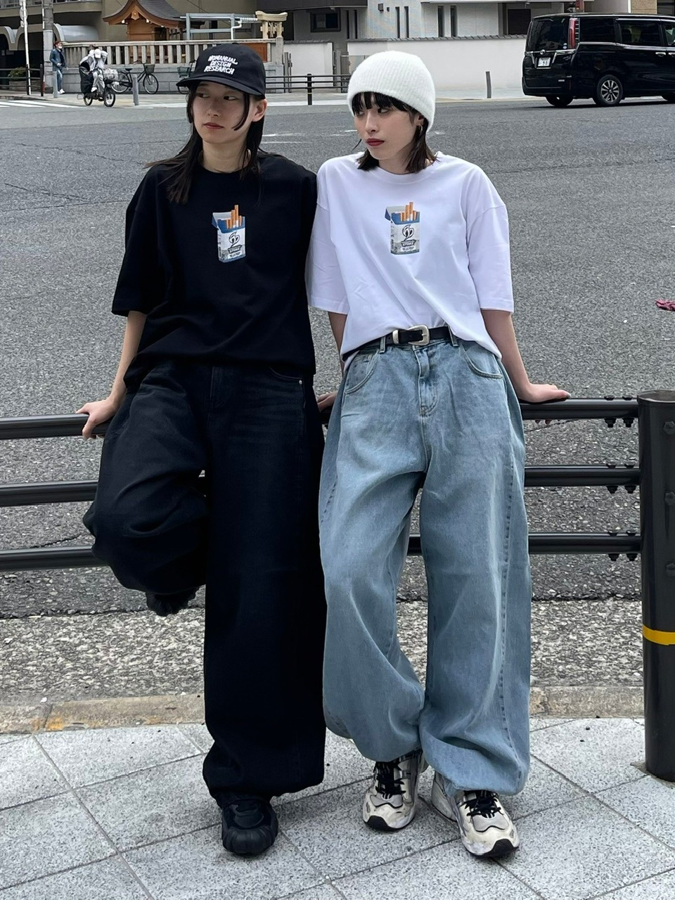 【Chikashitsu +】snap button denim pants (2color)