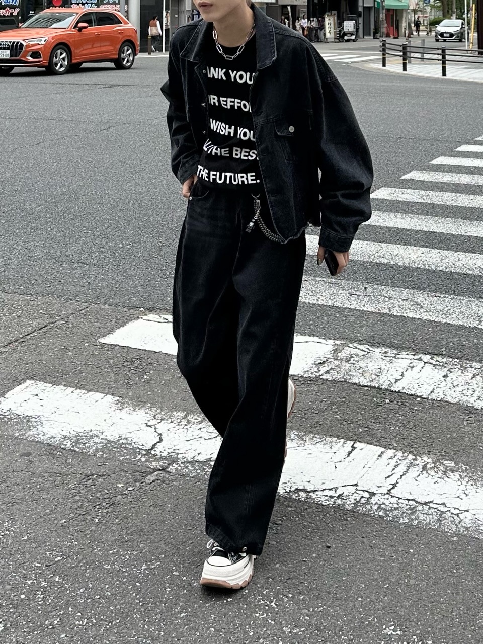 【Chikashitsu +】snap button denim pants (2color)