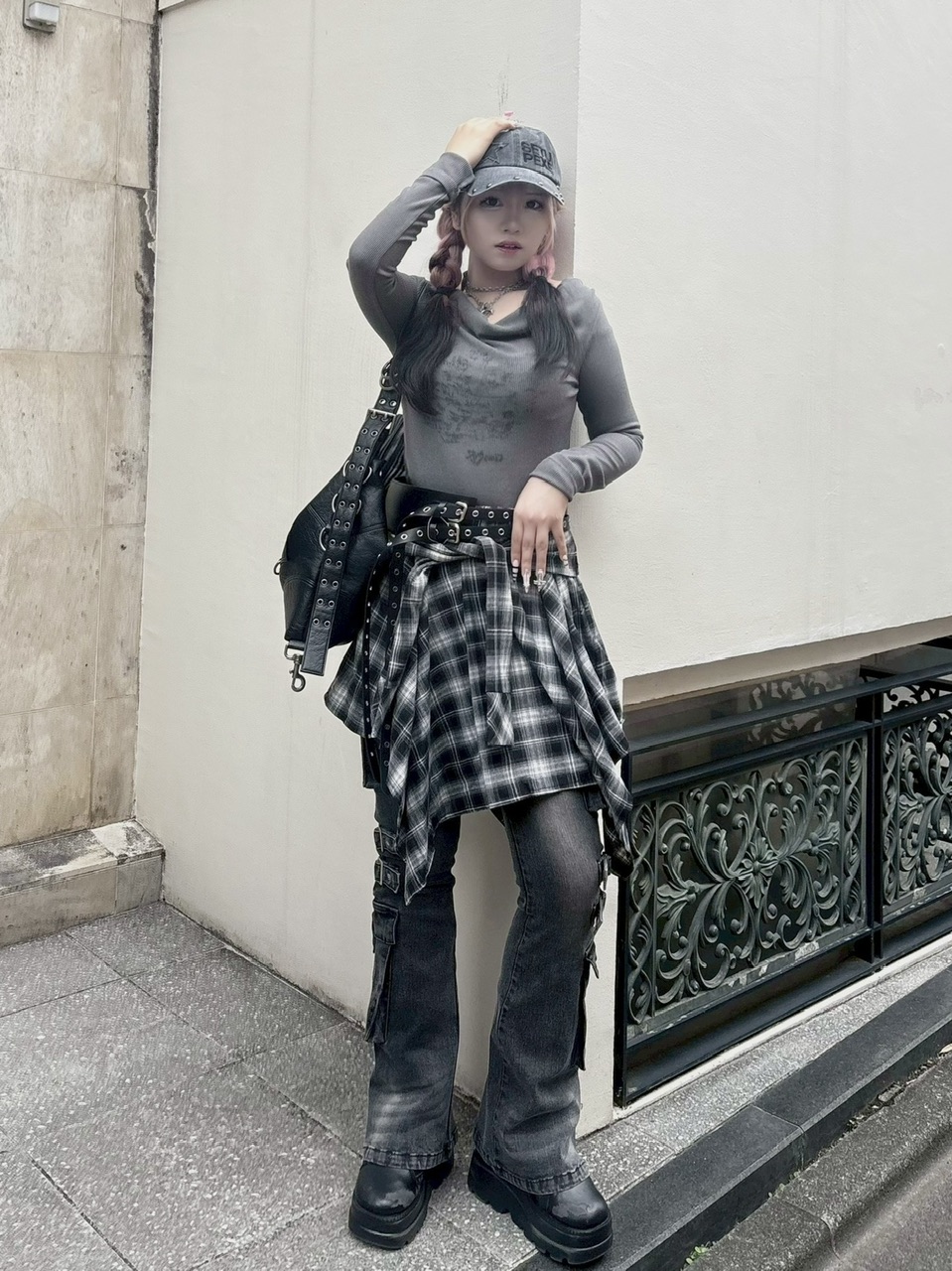 Never mind the XU】wrap check skirt / 【ネバーマインドザエックス