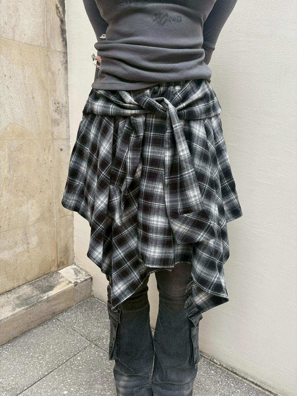 Never mind the XU】wrap check skirt / 【ネバーマインドザエックス