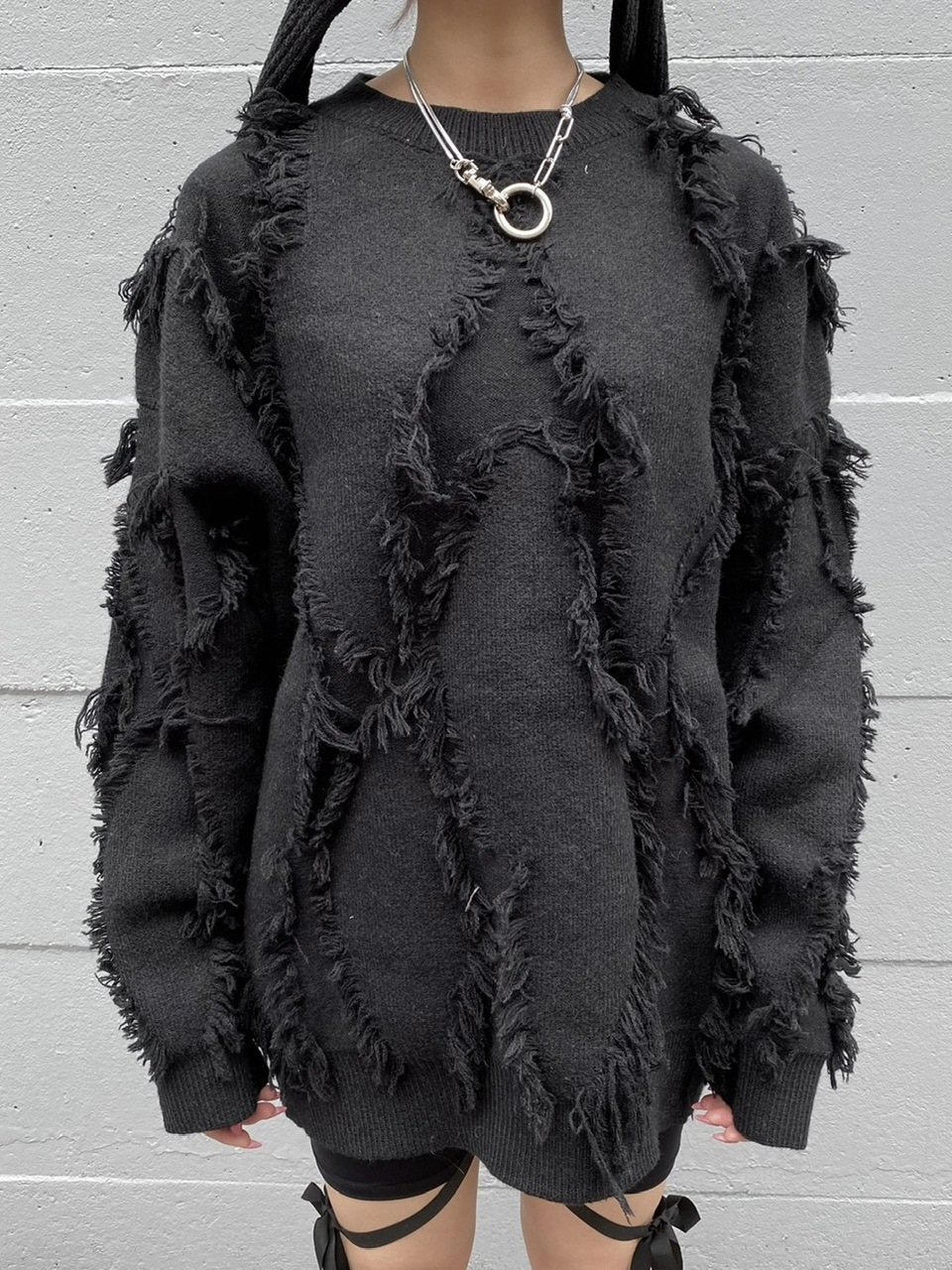 Never mind the XU】design damage knit 5 (2color) / 【ネバー