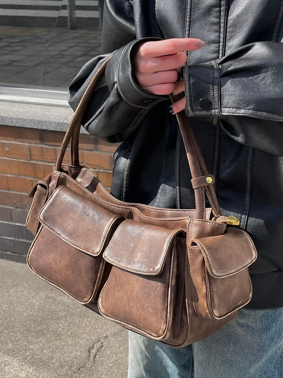 Chikashitsu +】vintage leather hand bag (2color) | OUR BRAND