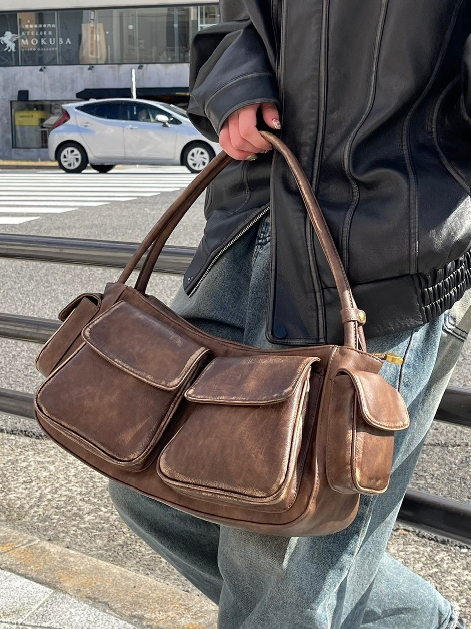 Chikashitsu +】vintage leather hand bag (2color) | OUR BRAND