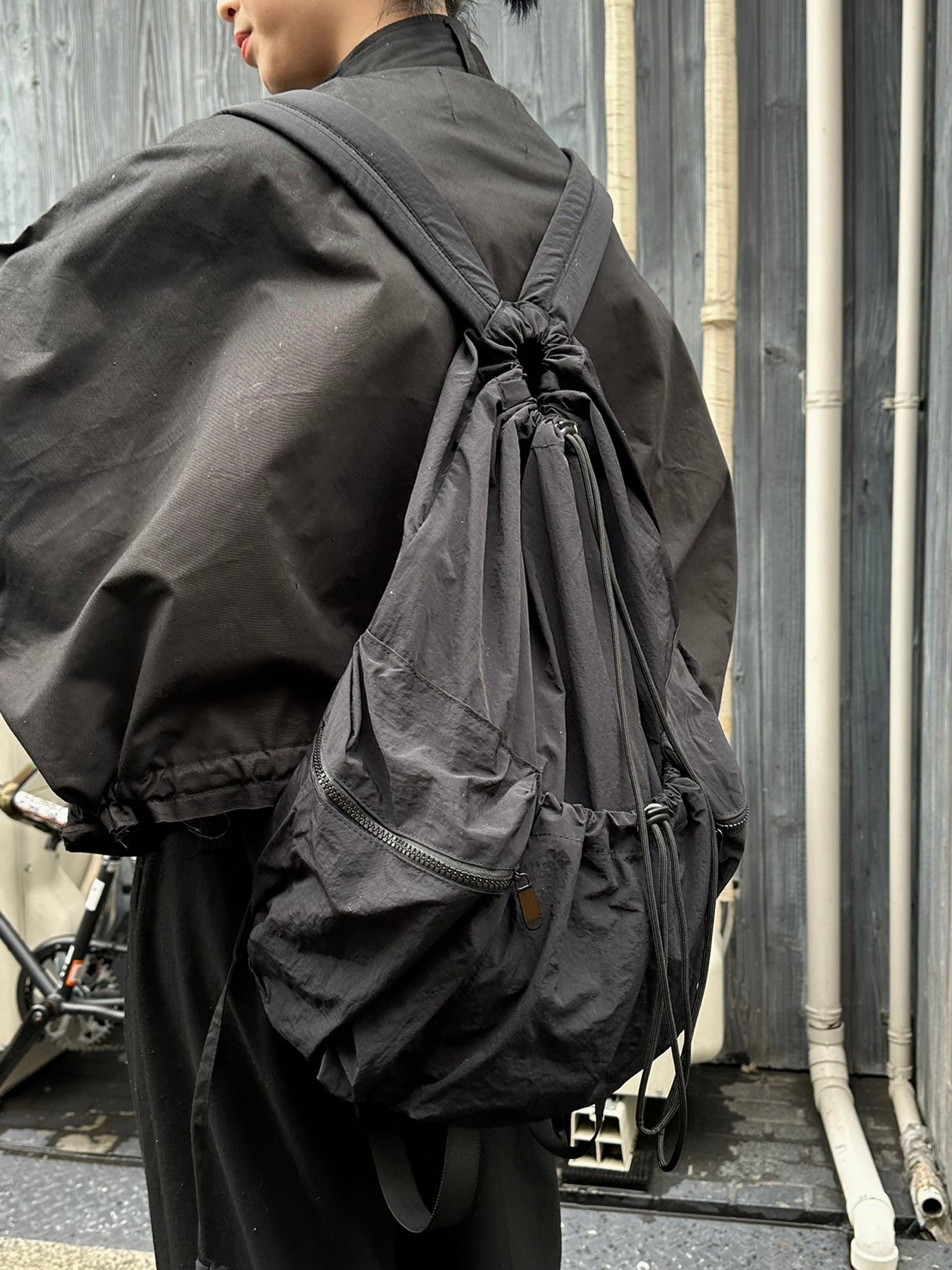 チコ ！！☆新品未使用品☆ 本革＆ナイロン リュック♪ 受注制【Chikashitsu +】pocket string backpack (2color