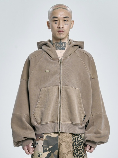 AJOBYAJO(アジョバイアジョ) フード付き ジップアップパーカー 4/18再入荷【AJOBYAJO】Vintage Pigment Zip-Up Hoodie | OUR
