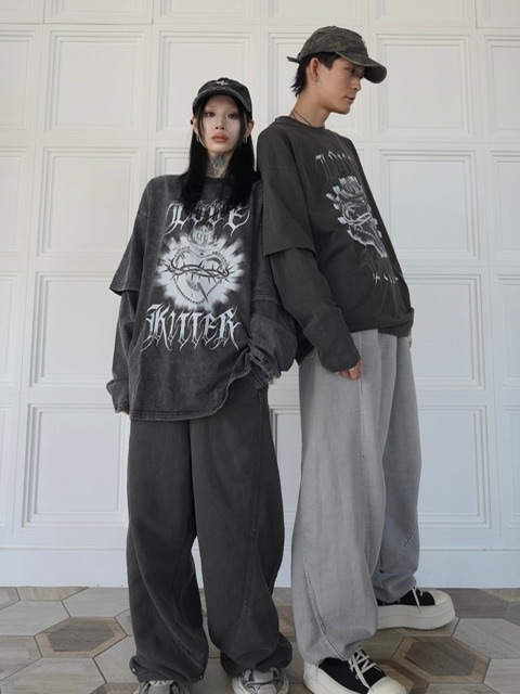 LOVE KILLER】Killer heart barbed wire layered Long T | OUR BRAND