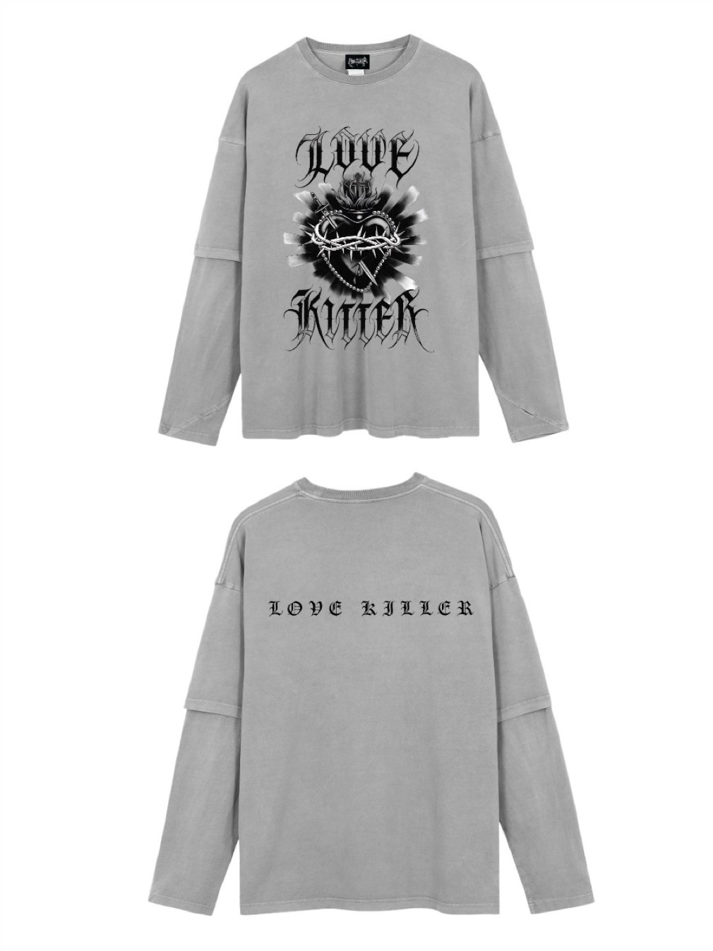 LOVE KILLER】Killer heart barbed wire layered Long T | OUR BRAND
