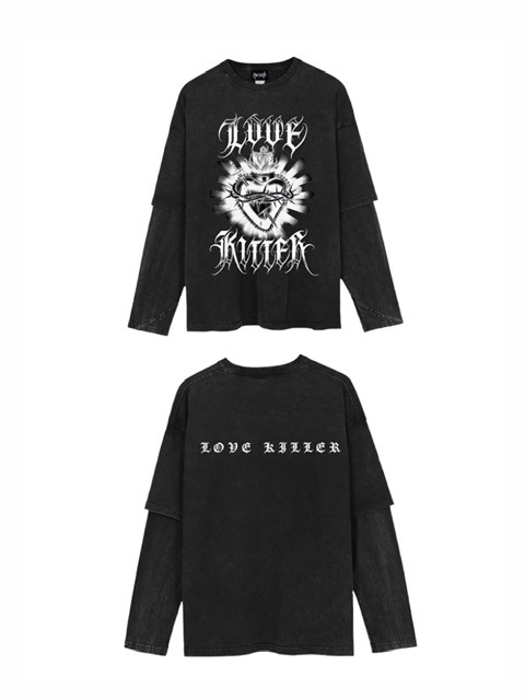 LOVE KILLER】Killer heart barbed wire layered Long T | OUR BRAND