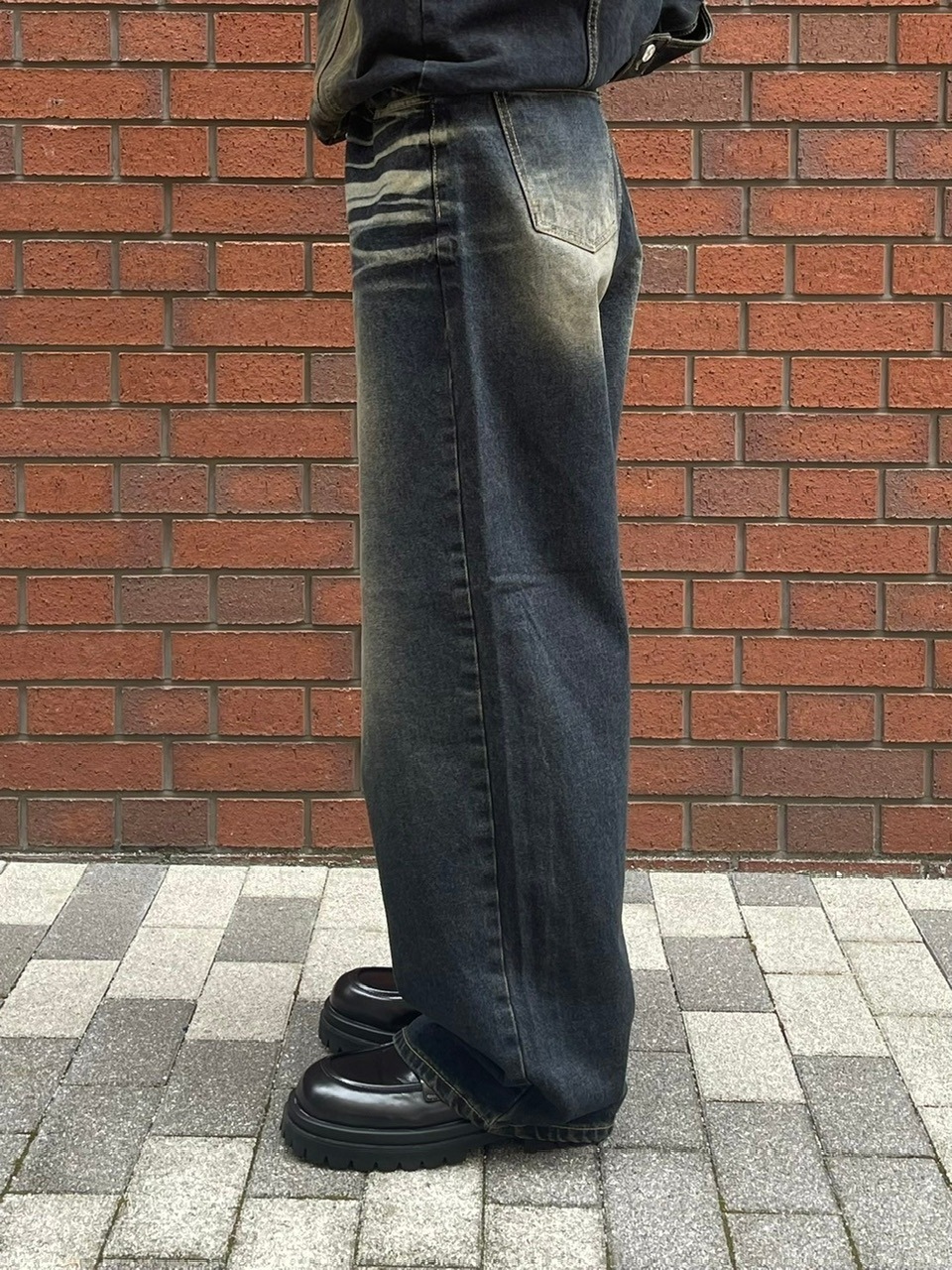 受注制【Chikashitsu +】vintage wash straight denim pants