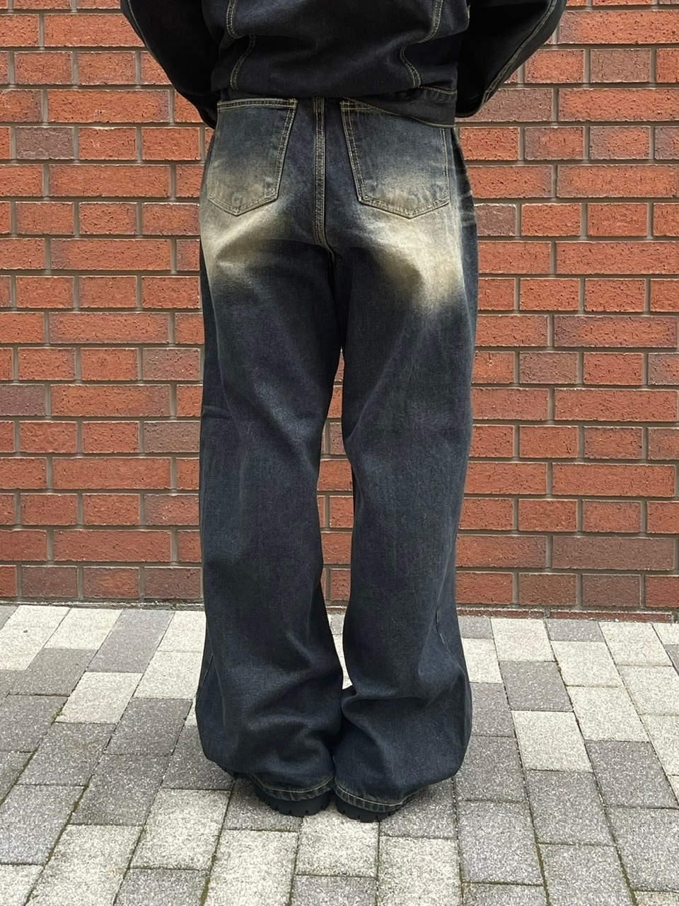 受注制【Chikashitsu +】vintage wash straight denim pants