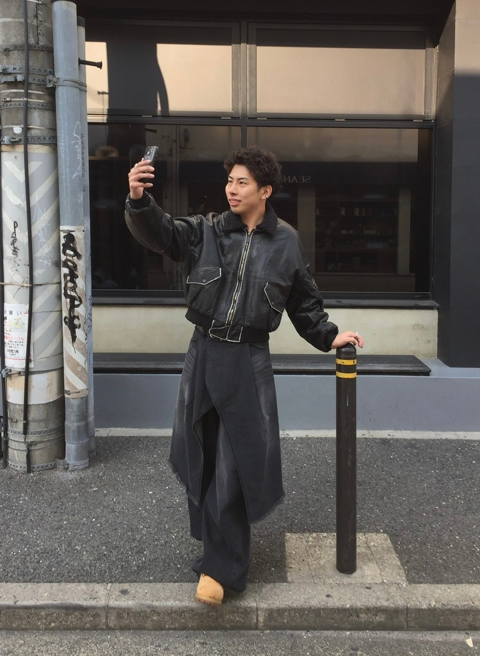 Chikashitsu +】cropped shearing leather bomber jacket | OUR BRAND