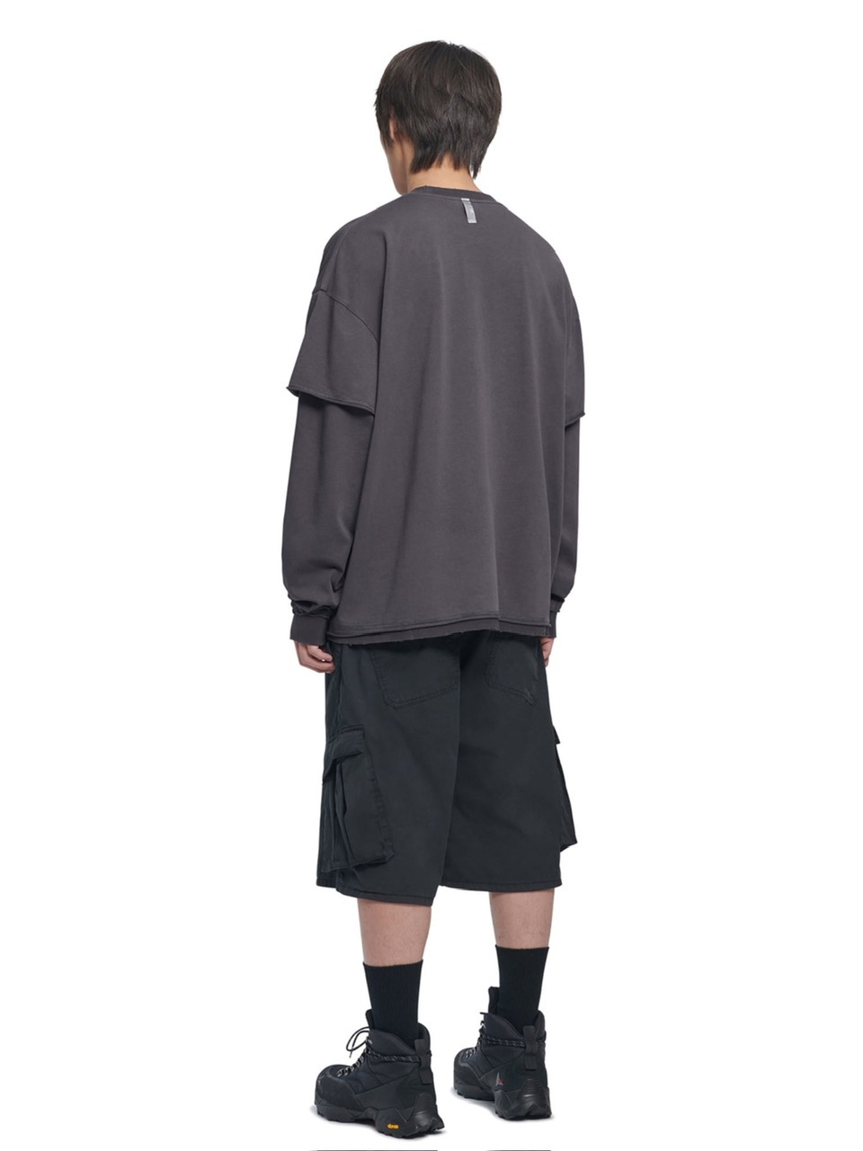 【NOMANUAL】ABRASION LAYERED LONG SLEEVE TEE / 【ノーマニュアル】レイヤードロゴ長袖Tシャツ