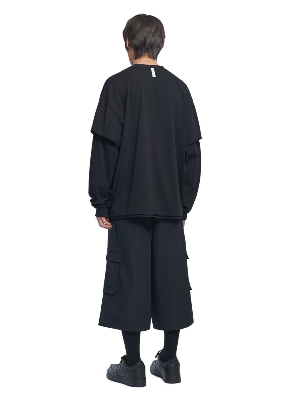 【NOMANUAL】ABRASION LAYERED LONG SLEEVE TEE / 【ノーマニュアル】レイヤードロゴ長袖Tシャツ