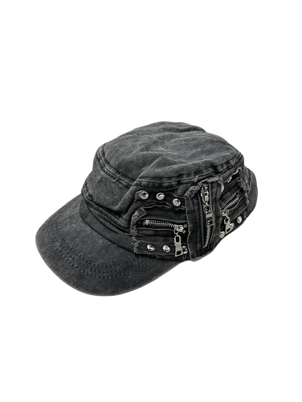 受注制【Never mind the XU】studs denim cap (2color