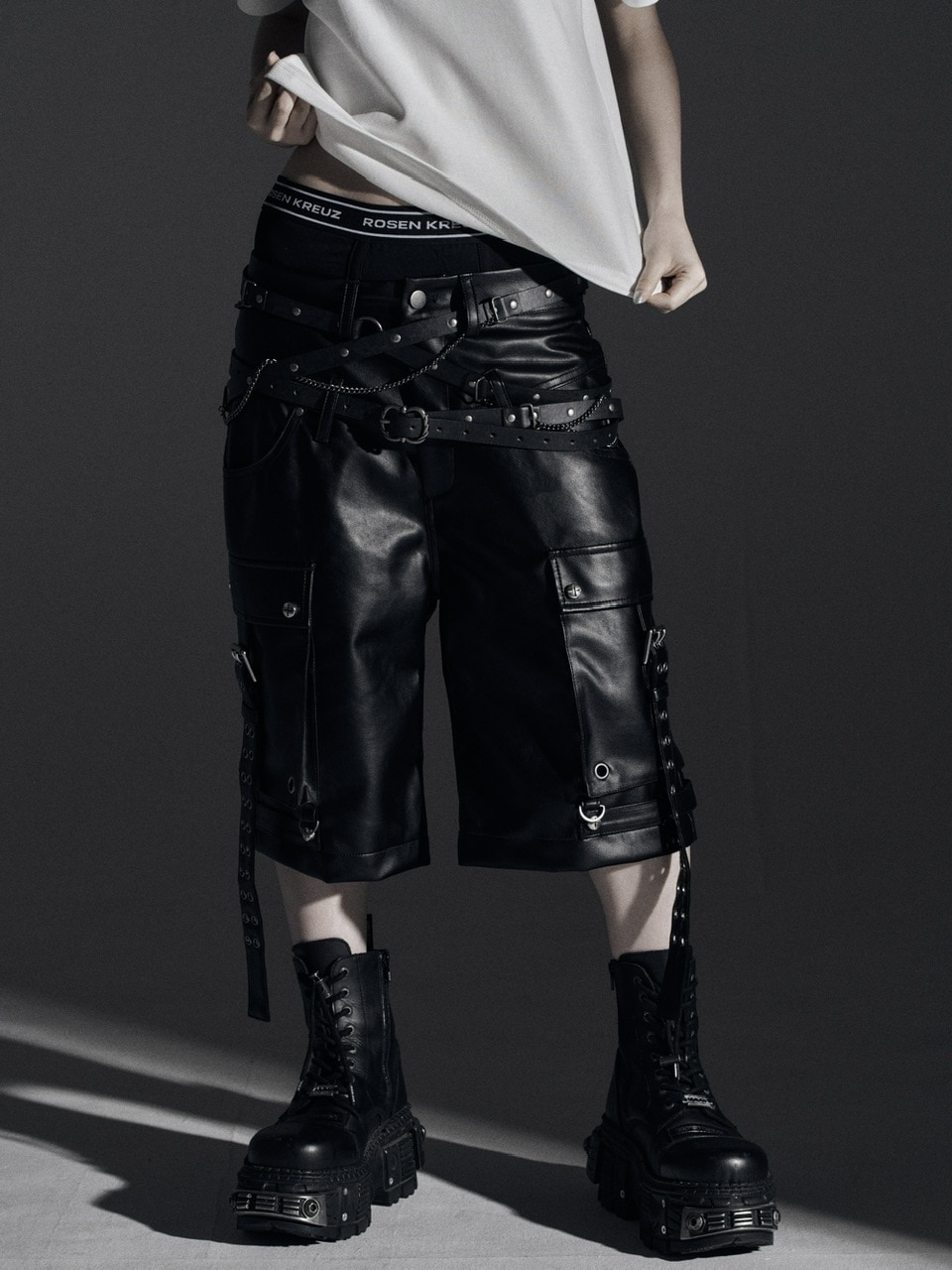 Rosen Kreuz】DOUBLE WAIST LEATHER SHORT PANTS | OUR BRAND