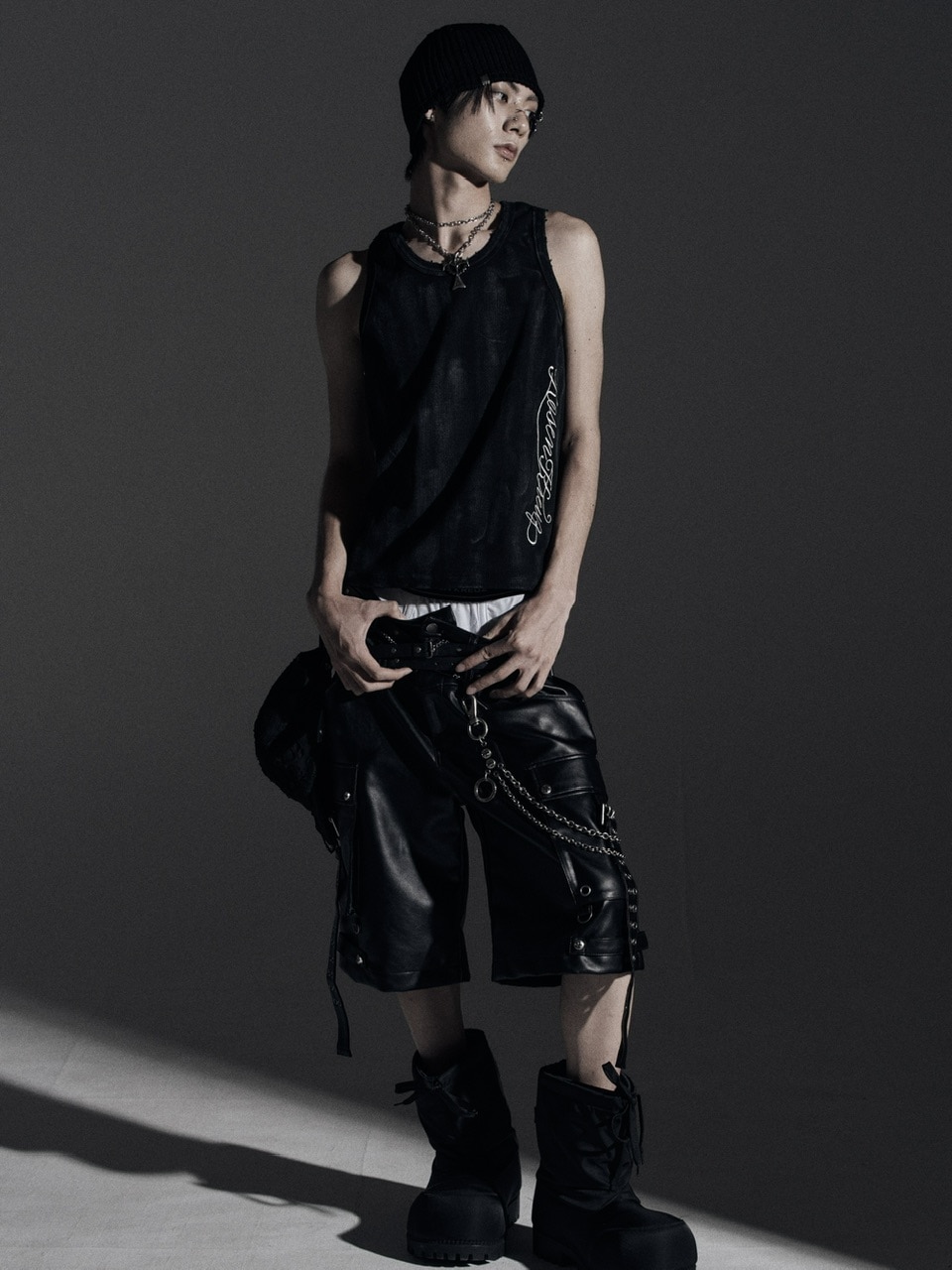 Rosen Kreuz】DOUBLE WAIST LEATHER SHORT PANTS | OUR BRAND,Rosen