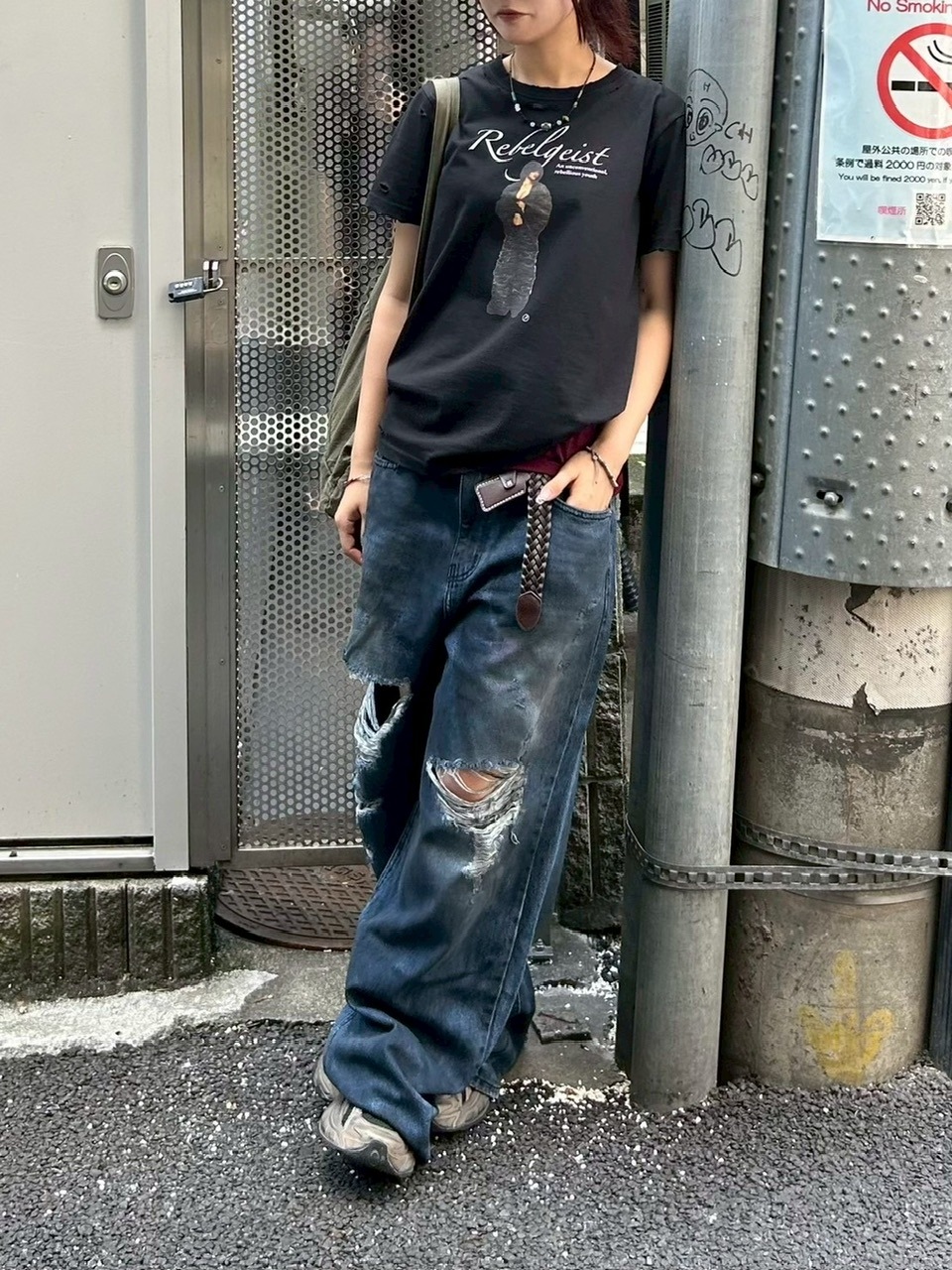 受注制【Chikashitsu +】oiled wash destroy denim pants 受注制【Chikashitsu +】oiled wash destroy denim pants